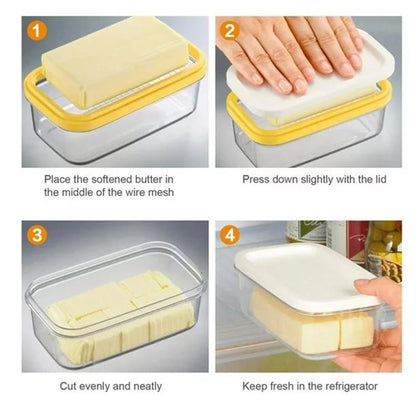 Butter Box With Lid Butter Tray & Cutting Mesh, Kitchen Airtight Storage Crisper