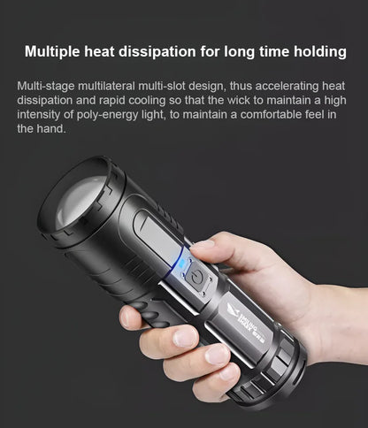 🔦【Family Essentials】White Laser Telescopic Zoom Flashlight