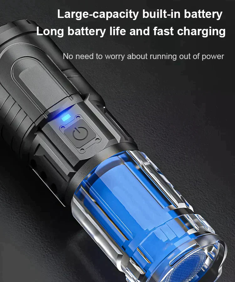 🔦【Family Essentials】White Laser Telescopic Zoom Flashlight