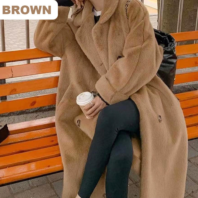 🎁ideal gift 👍Women's Elegant Long Faux Fur Coat