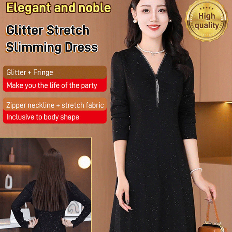 🔥Black Friday Promotions🔥Glitter Slim Fit Half Zipper Dress(50%OFF)