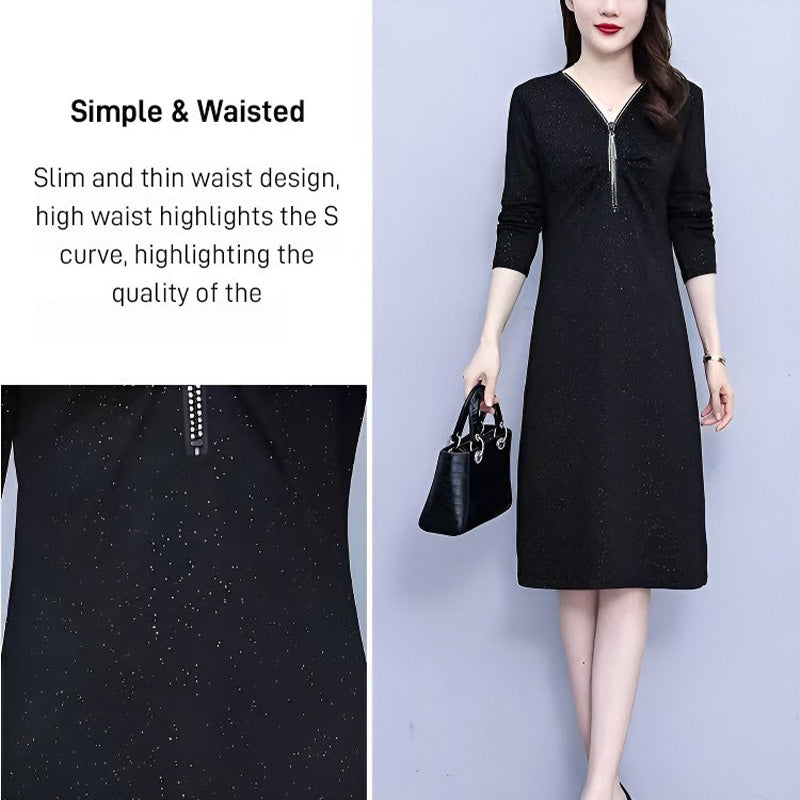 🔥Black Friday Promotions🔥Glitter Slim Fit Half Zipper Dress(50%OFF)