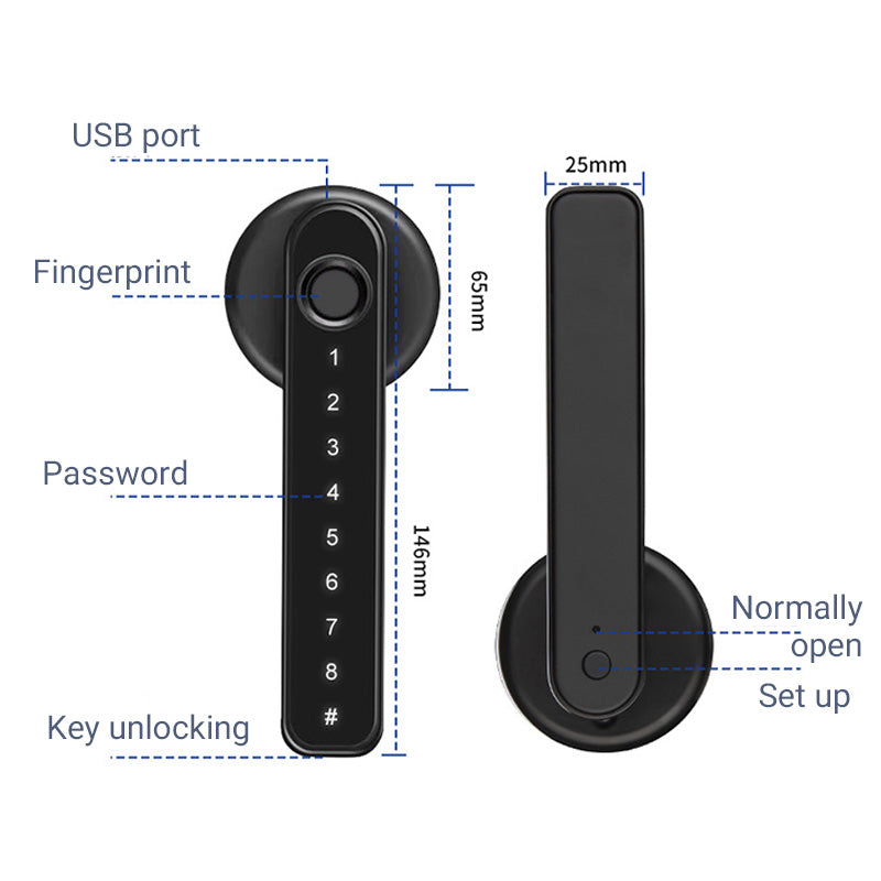 🔥Free Shipping🔥 Fingerprint Smart Door Lock Handle With Bluetooth APP Control